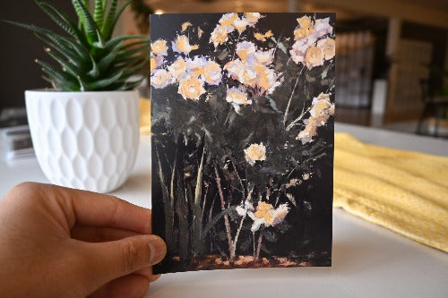 Yellow Rose Plant Art Card | Mini Art Print Collectible